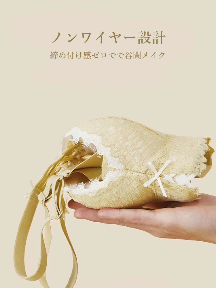 【A-Cカップ 補正効果】脇肉スッキリ ノンワイヤー盛れるブラセット