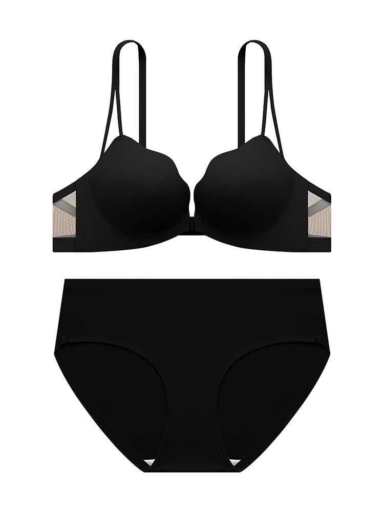 【ノンワイヤー】フロントホックブラジャー 自胸で谷間メイク