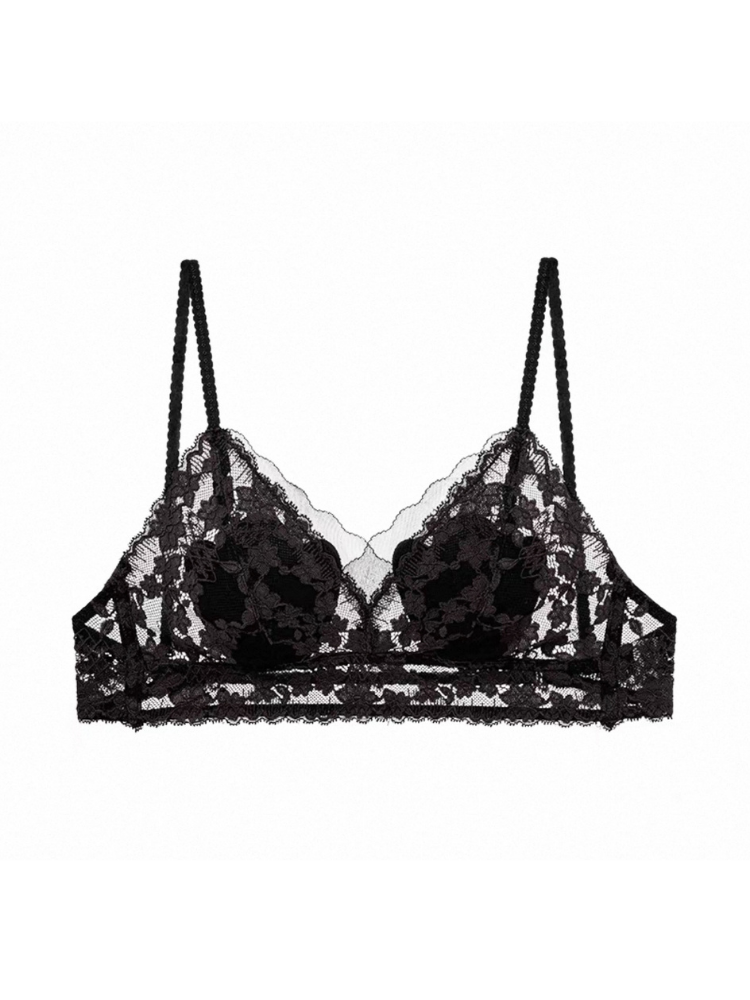 【ノンワイヤー】軽やかな着心地 総レース配色ブラ&ショーツ