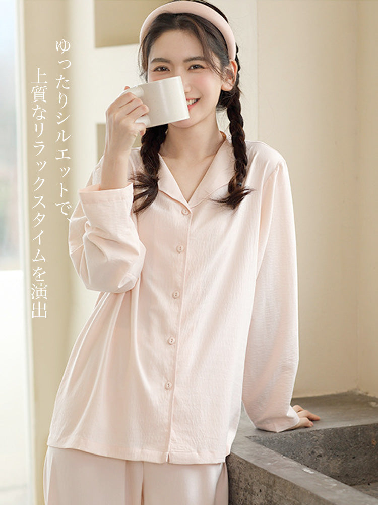 ゆったり長袖 薄手ルームウェア 2 点セット