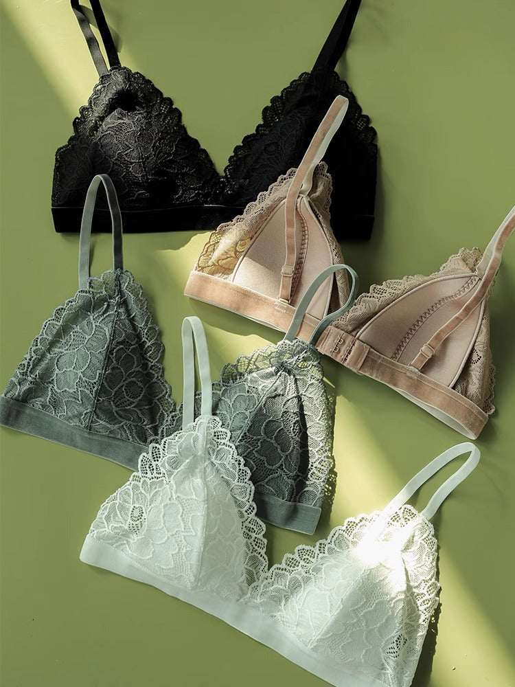 【ノンワイヤー】総レースノンワイヤーブラ シルク裏地
