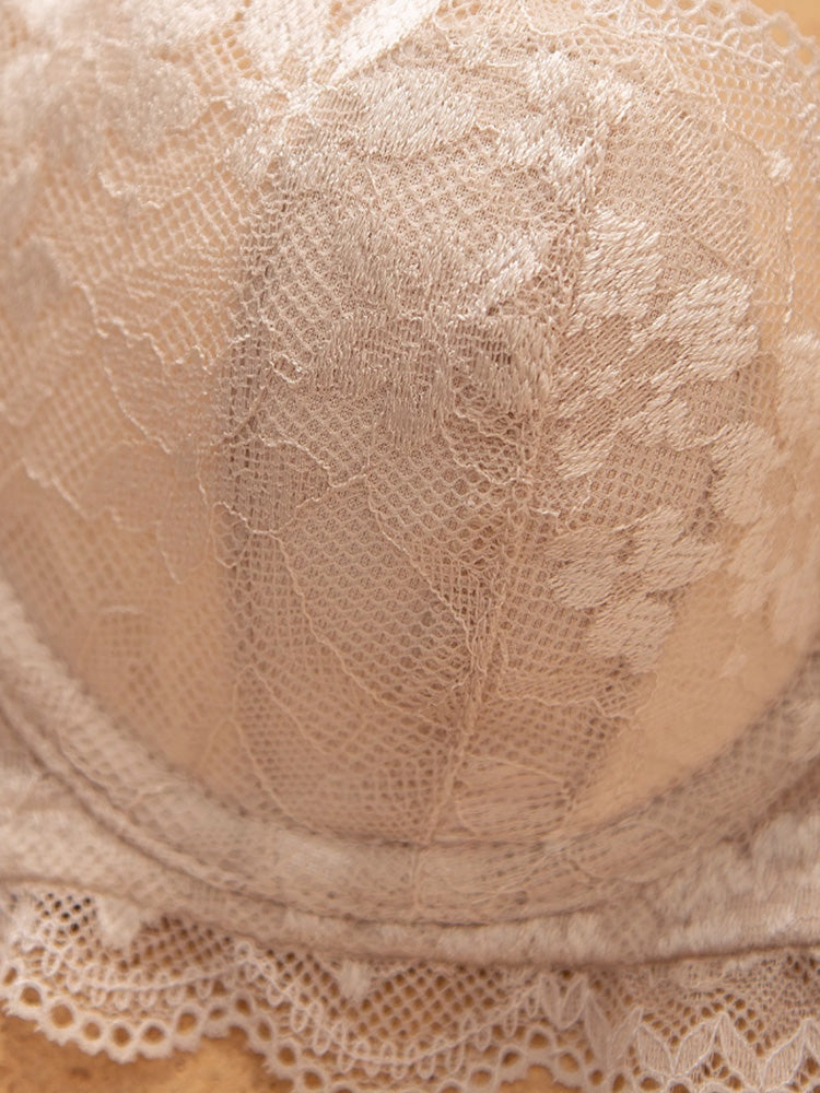 【エアリー・ワイヤー入り】薄手カップ 総レースブラセット