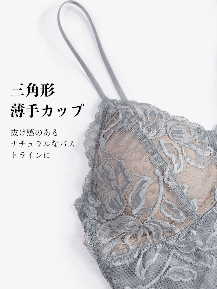【ノンワイヤー】美背中 花柄レース ノンワイヤーブラセット