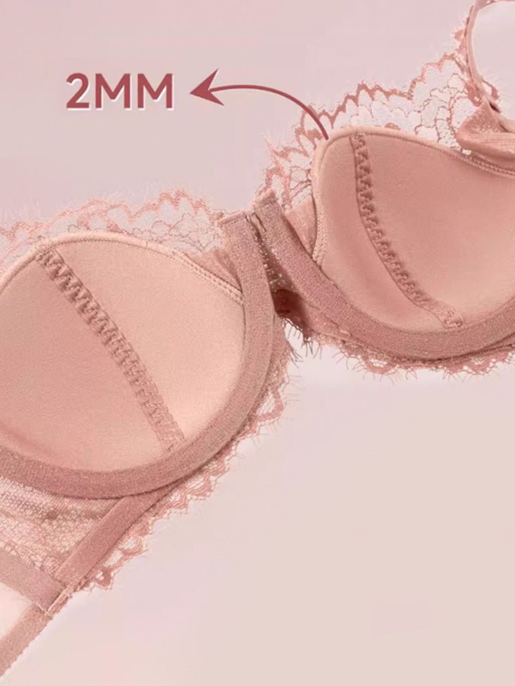 【エアリー】柔らかい総レースブラ&ショーツセット