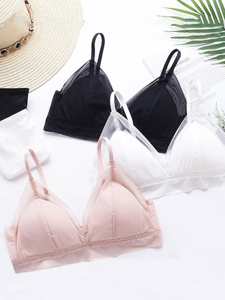 【ノンワイヤー】シルク生地 軽い着け心地を楽しめる薄手パッド ノンワイヤーブラ