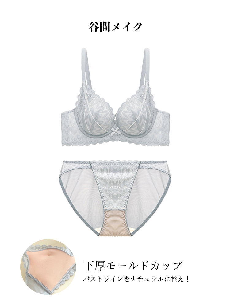 【ノンワイヤー盛れる】総レース 下厚パッドブラ&ショーツ