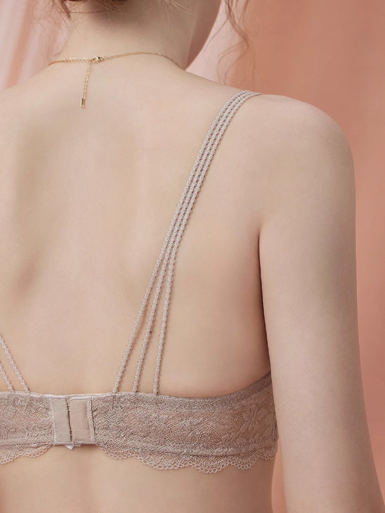 【エアリー・ワイヤー入り】薄手カップ 総レースブラセット