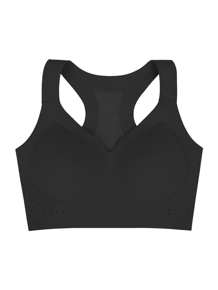 【在庫処分・ノンワイヤー】クロスバック メッシュ構造 通気 無縫製スポーツブラ