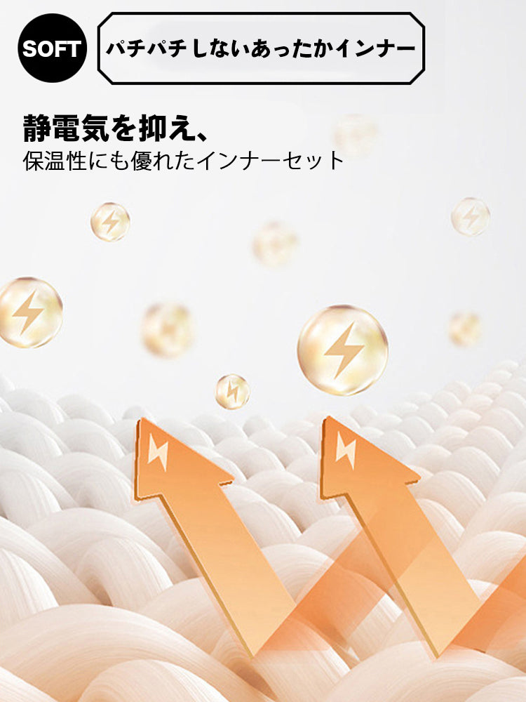 【在庫処分】【裏地ウール&マルベリーシルク素材】-10℃まで使える あったかインナー(トップスとボトムス2点セット)