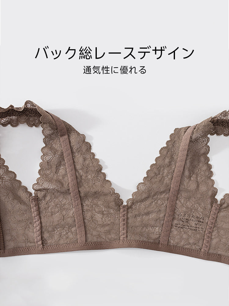 3/4カップ フロントホック レースブラ