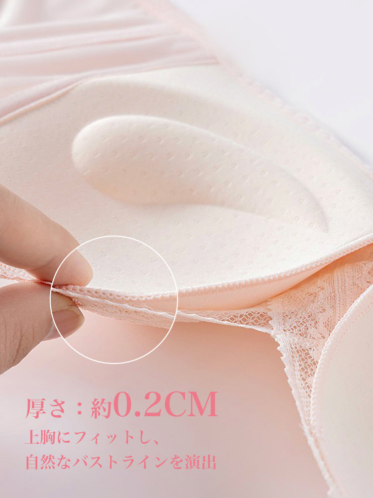 【ノンワイヤー盛れる】総レース リボン付きブラジャー&ショーツ