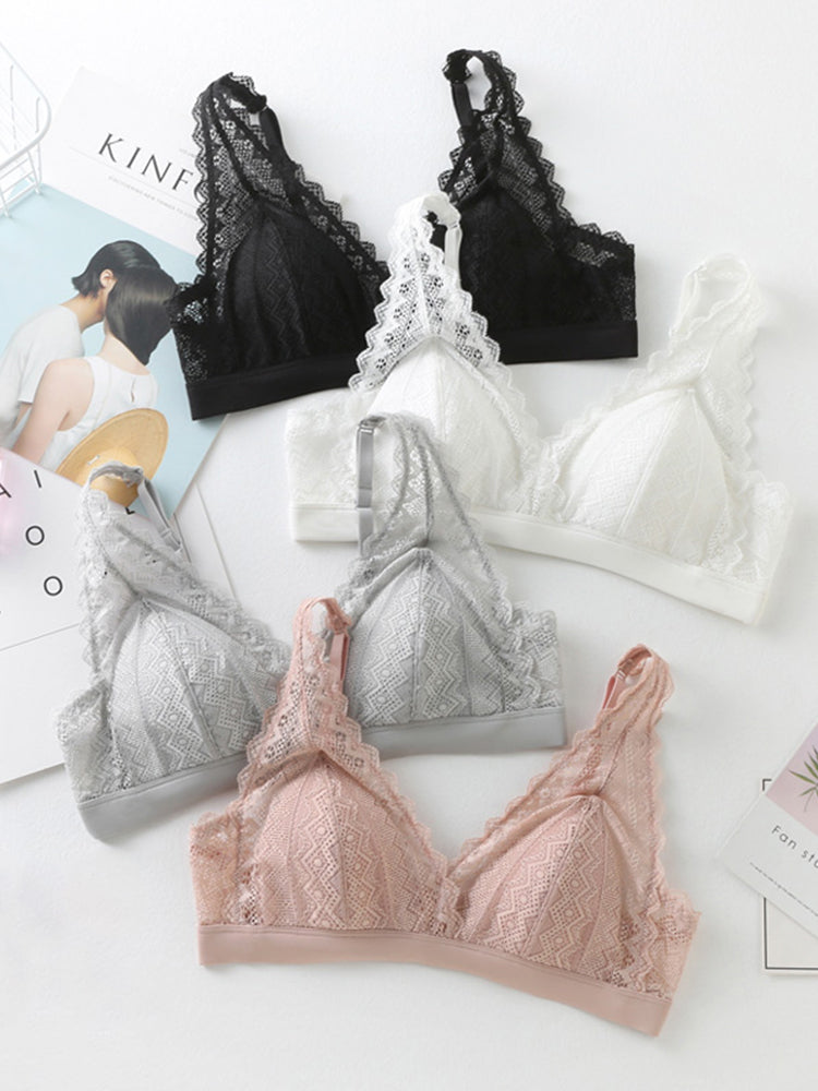 【ノンワイヤー】脇肉隠す 総レースノンワイヤーブラ