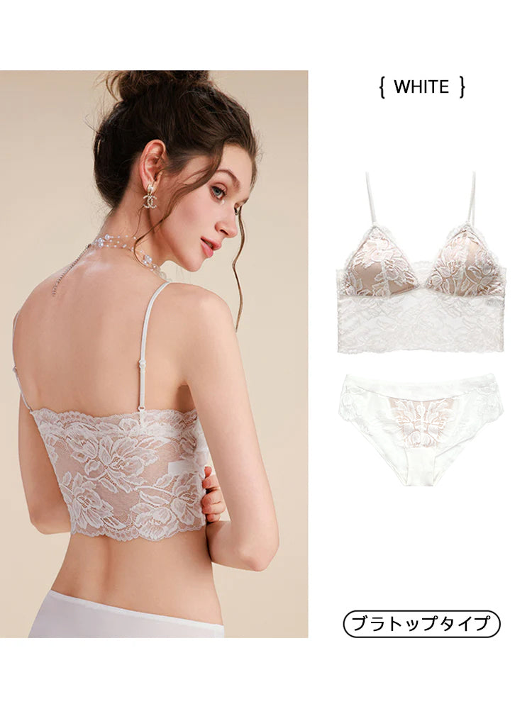 【ノンワイヤー】美背中 花柄レース ノンワイヤーブラセット