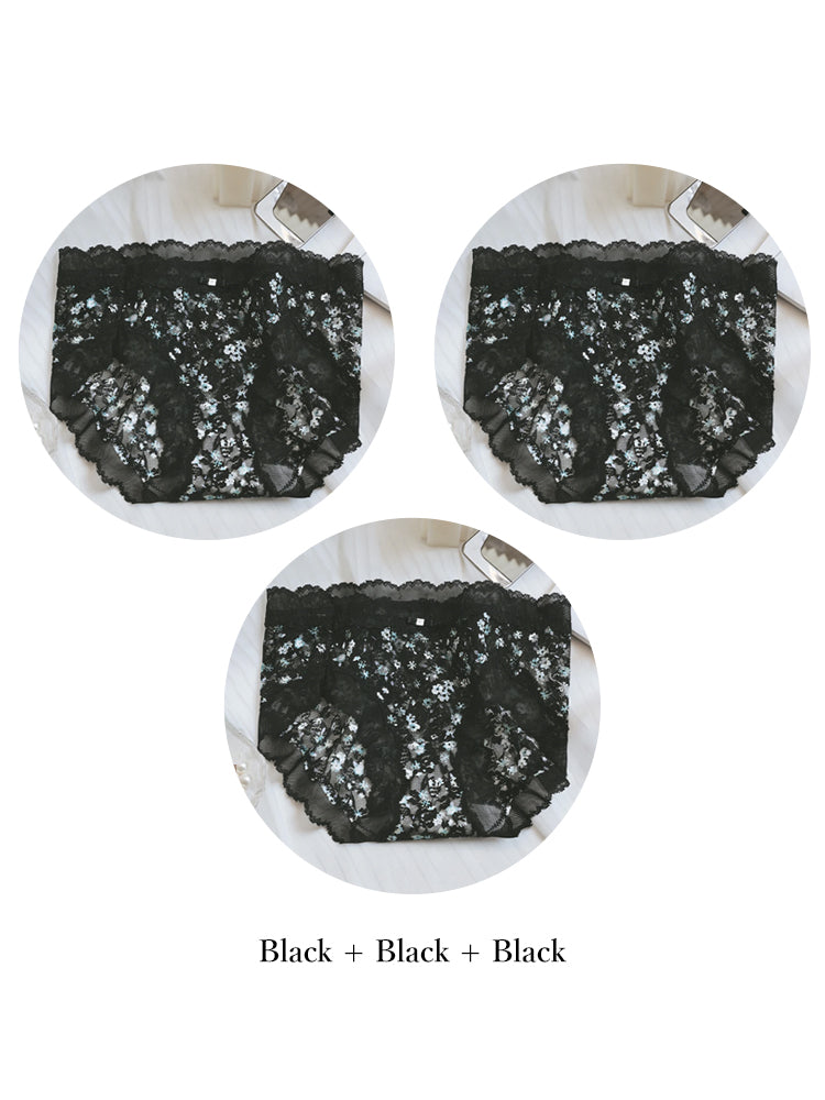 花柄 総レースショーツ はきこみ丈ふつう