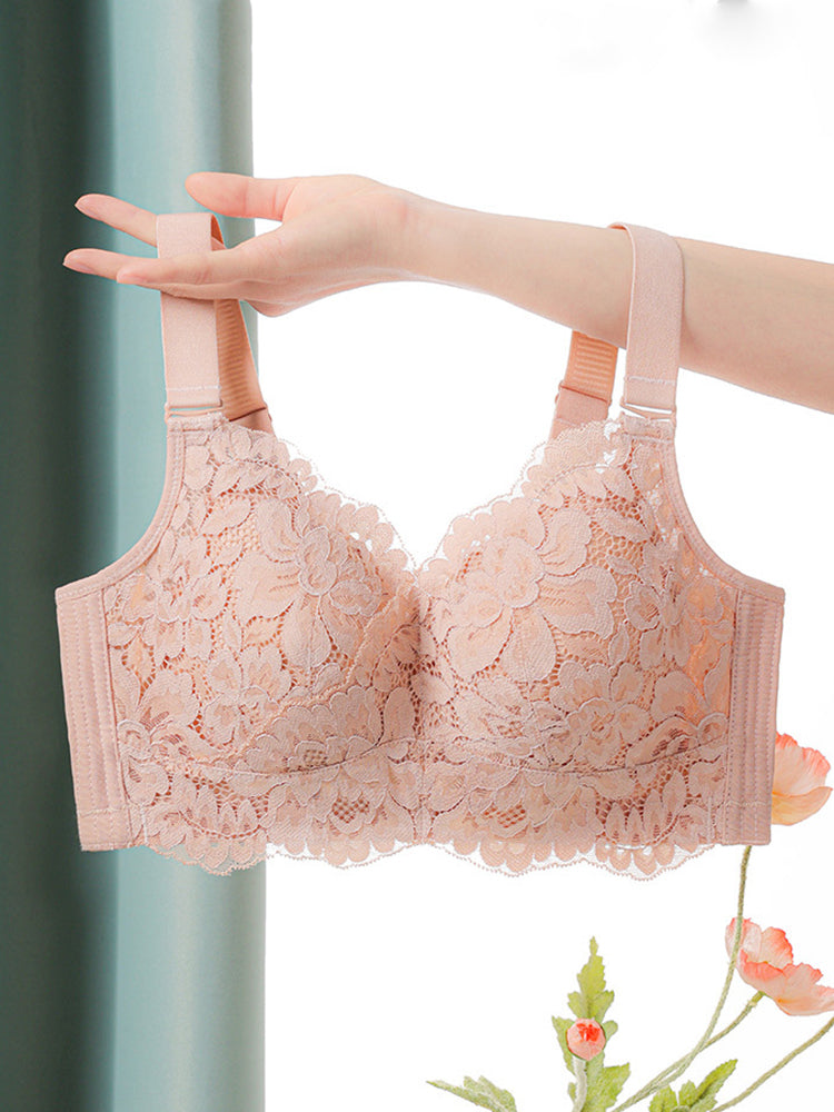 【ノンワイヤー】小さく見え総レースブラ