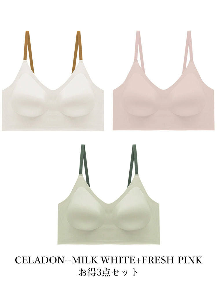 【在庫処分・3/4カップ】ノンワイヤー シームレス プッシュアップブラ