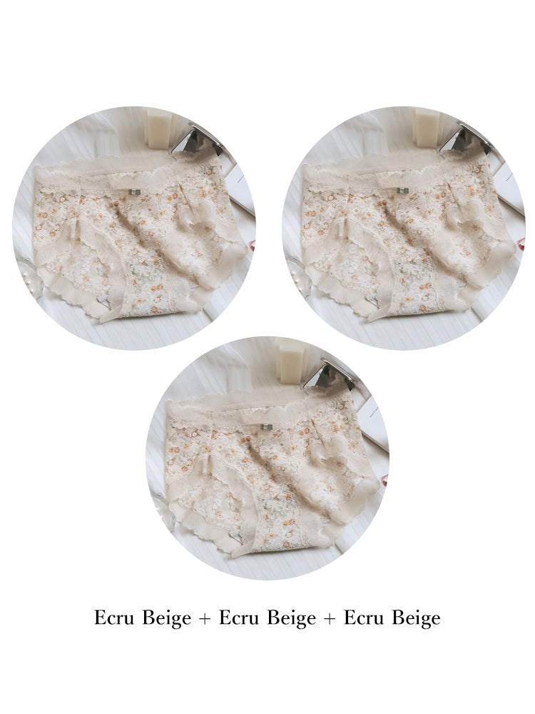 花柄 総レースショーツ はきこみ丈ふつう