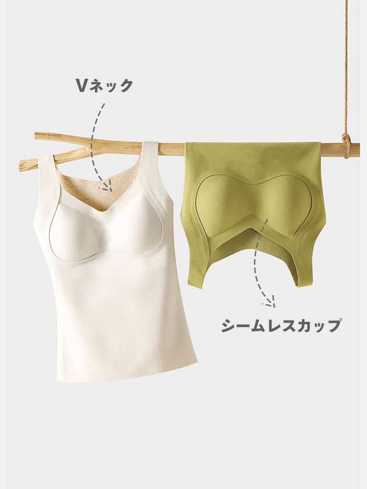 【在庫処分・ノンワイヤー】タンクトップ 裏起毛 寒さ対策