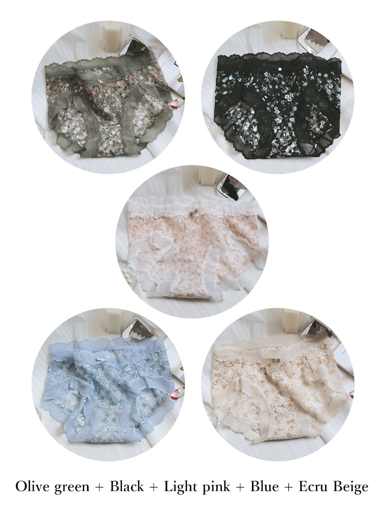 花柄 総レースショーツ はきこみ丈ふつう