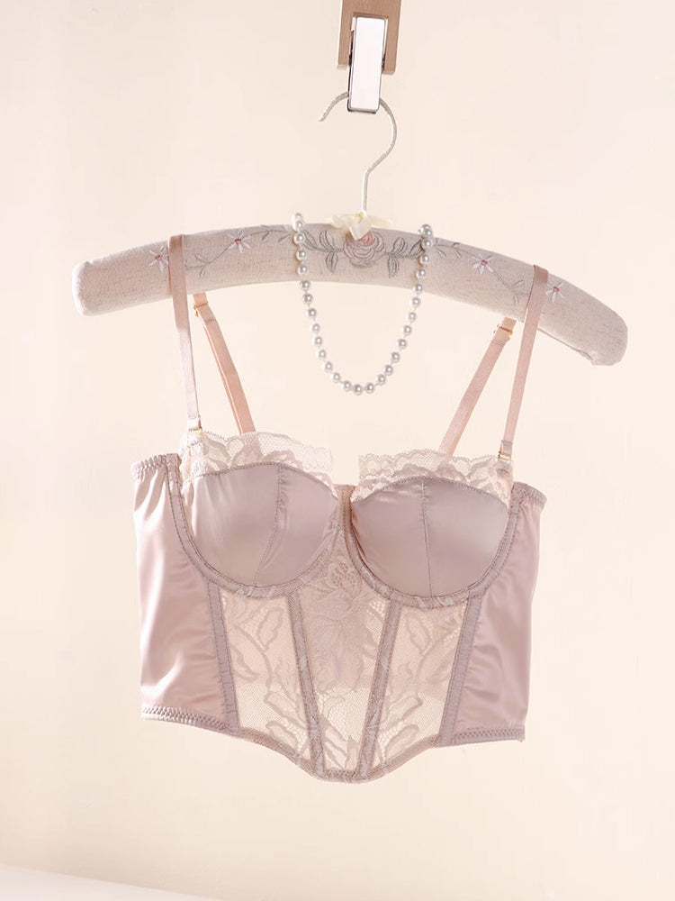 【ワイヤー入り】脇スッキリ ロング丈ブラ&ショーツセット