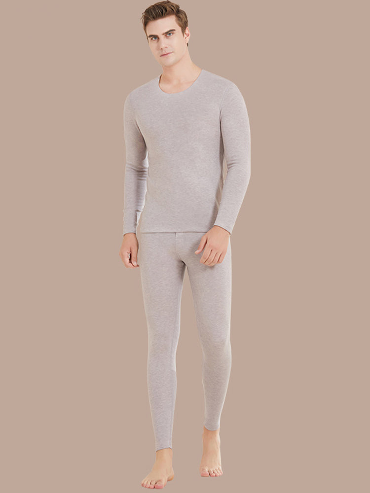 【在庫処分】【裏地ウール&マルベリーシルク素材】-10℃まで使える あったかインナー(トップスとボトムス2点セット)