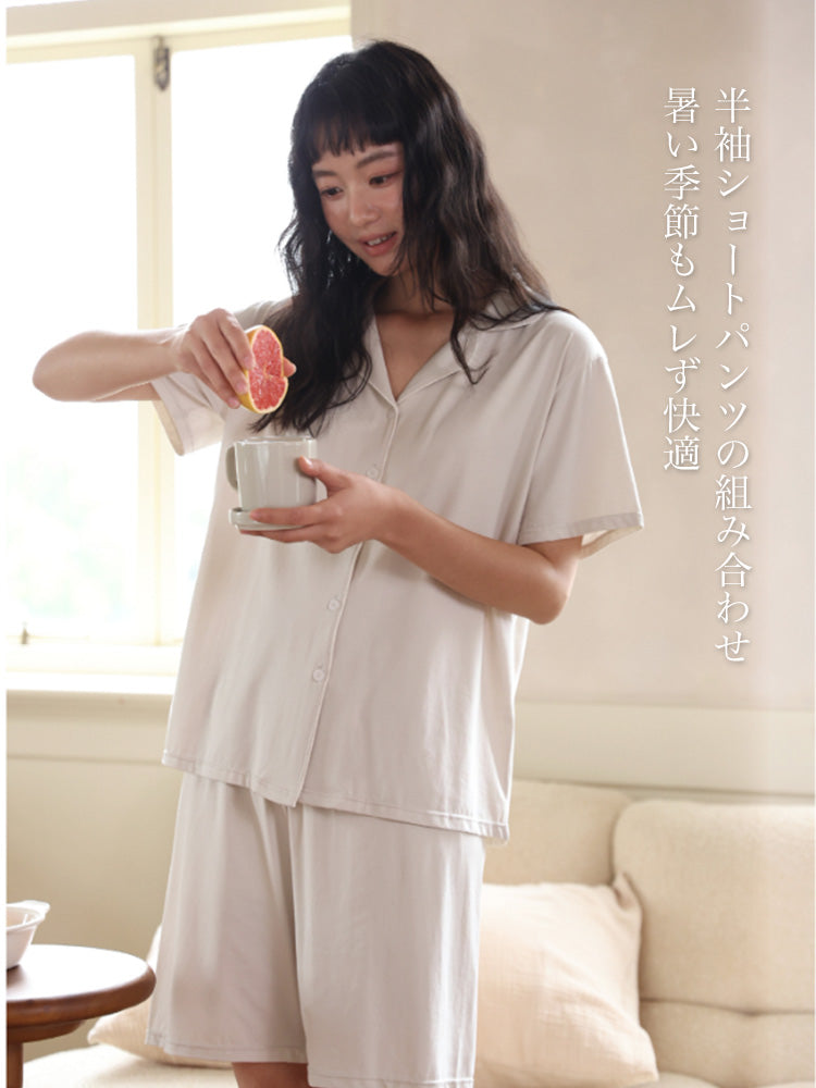 【ソフトタッチ】半袖&ショーツ ルームウェア2 点セット