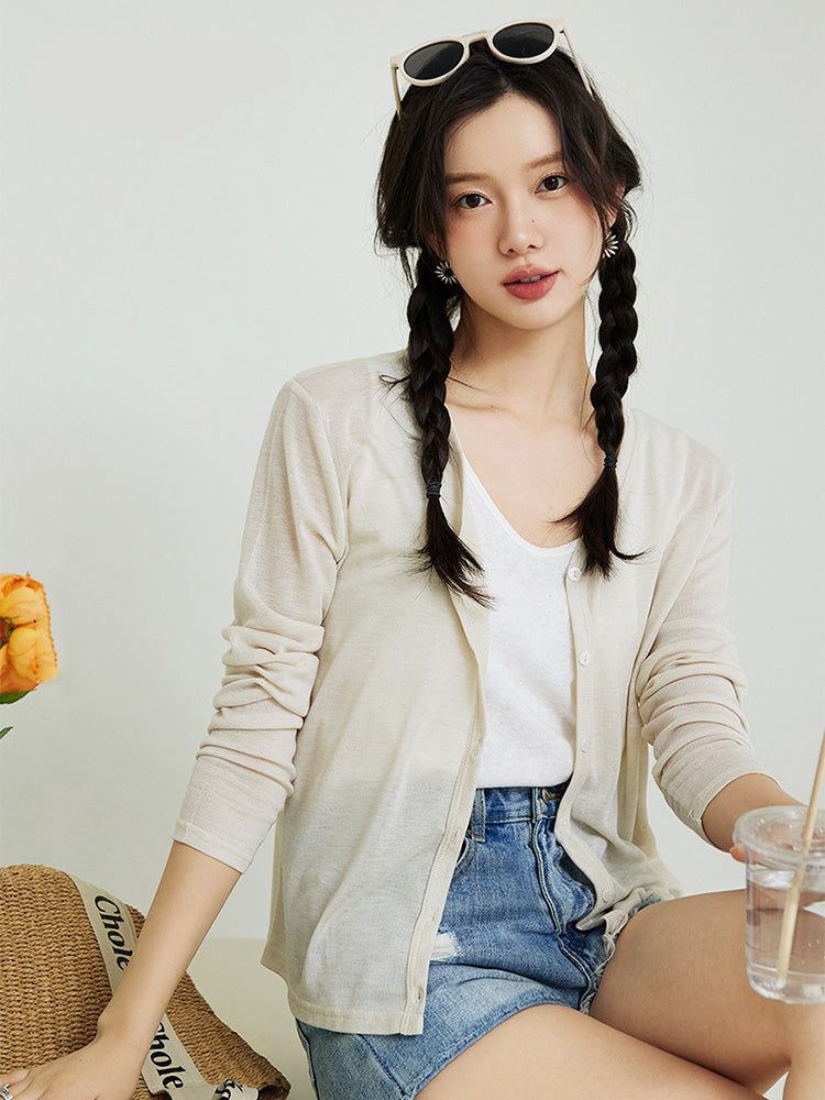 【在庫処分】冷房対策Vネックカーディガン