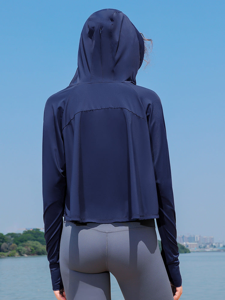 【在庫処分】UVカット&接触冷感機能付き パーカー 指穴付き