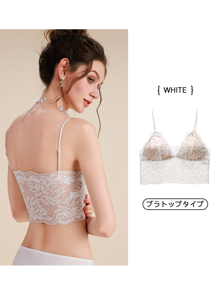 【ノンワイヤー】美背中 花柄レース ノンワイヤーブラセット