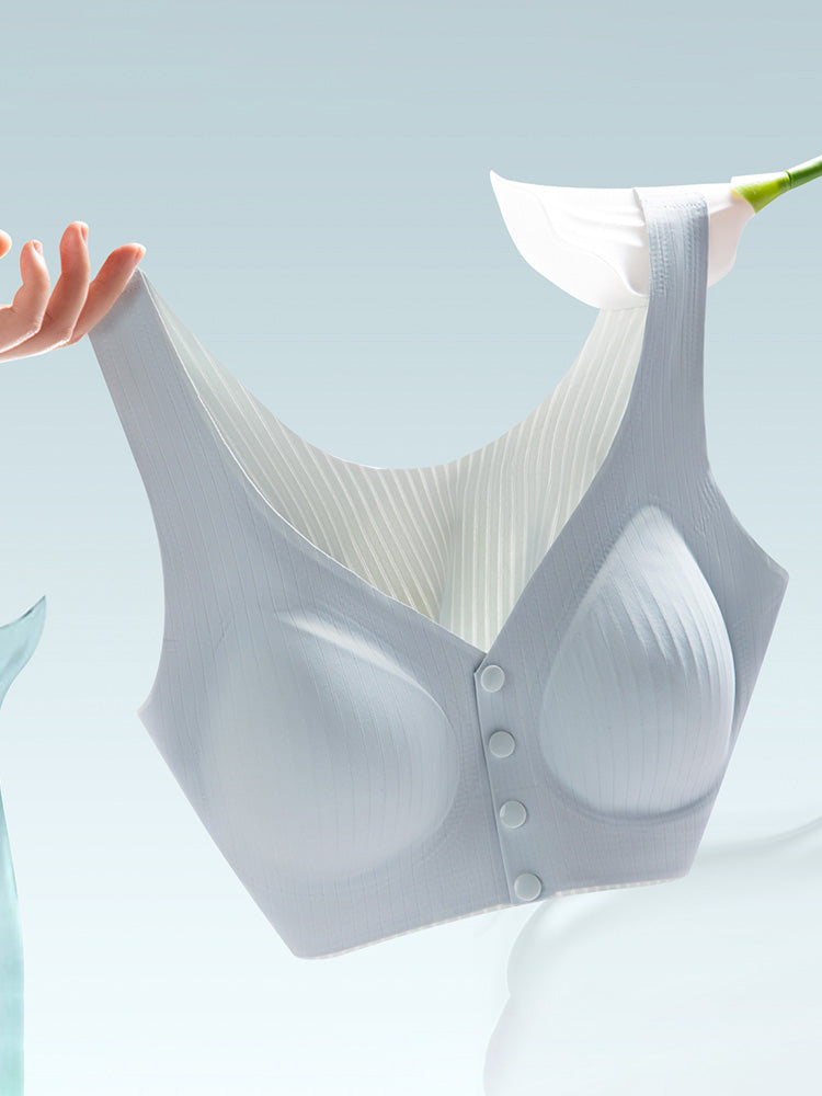 【ノンワイヤー】前開きブラ シルク裏地