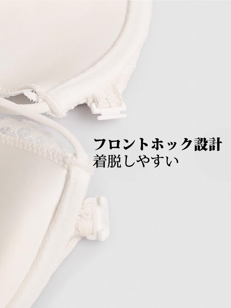 【ワイヤー入り】フロントホック総レースブラジャー&ショーツ