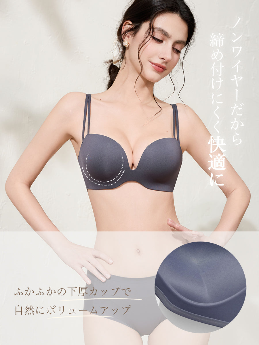 谷間メイク 響きにくいノンワイヤーブラ&ショーツ