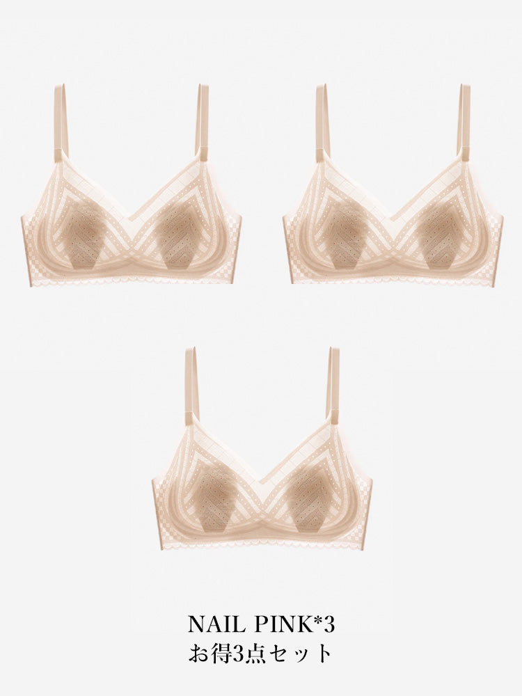 【ムレにくい・ノンワイヤー】薄手シームレスブラ