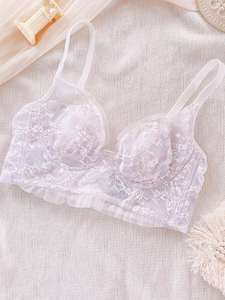 【在庫処分・ワイヤー入り】しっかり支える 蒸れにくく 総レースブラジャー