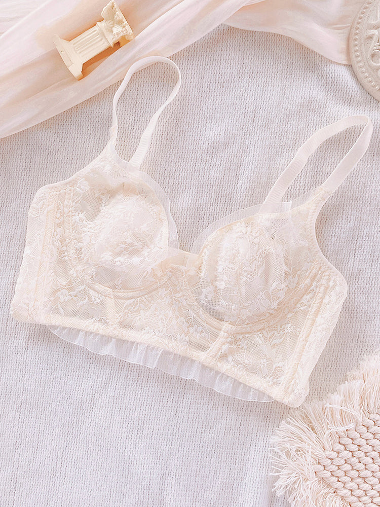 【在庫処分・ワイヤー入り】しっかり支える 蒸れにくく 総レースブラジャー