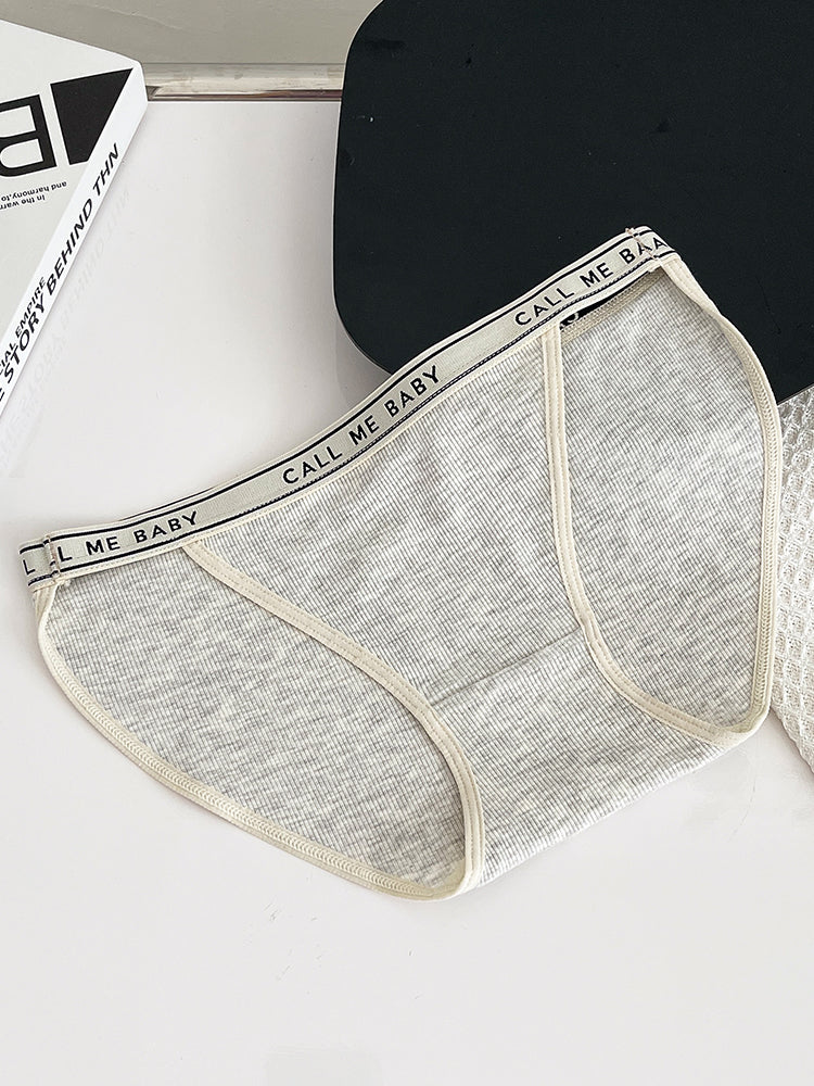 【在庫処分】太もも締め付けない 三角リブショーツ ウエストゴム英字ロゴ入り