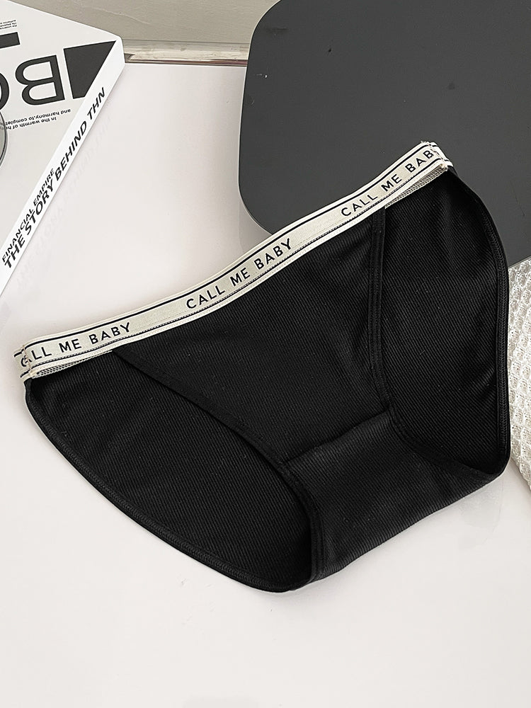 【在庫処分】太もも締め付けない 三角リブショーツ ウエストゴム英字ロゴ入り