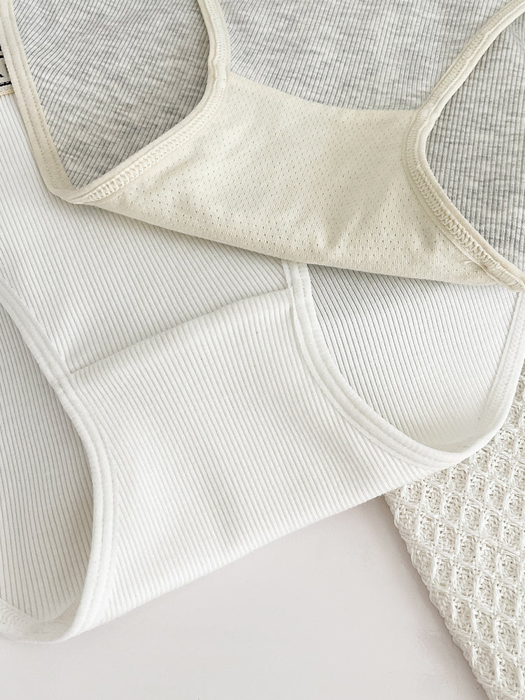 【在庫処分】太もも締め付けない 三角リブショーツ ウエストゴム英字ロゴ入り