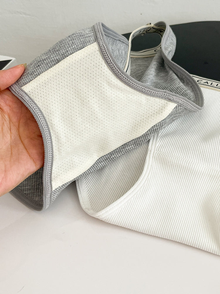 【在庫処分】太もも締め付けない 三角リブショーツ ウエストゴム英字ロゴ入り