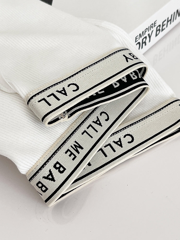 【在庫処分】太もも締め付けない 三角リブショーツ ウエストゴム英字ロゴ入り