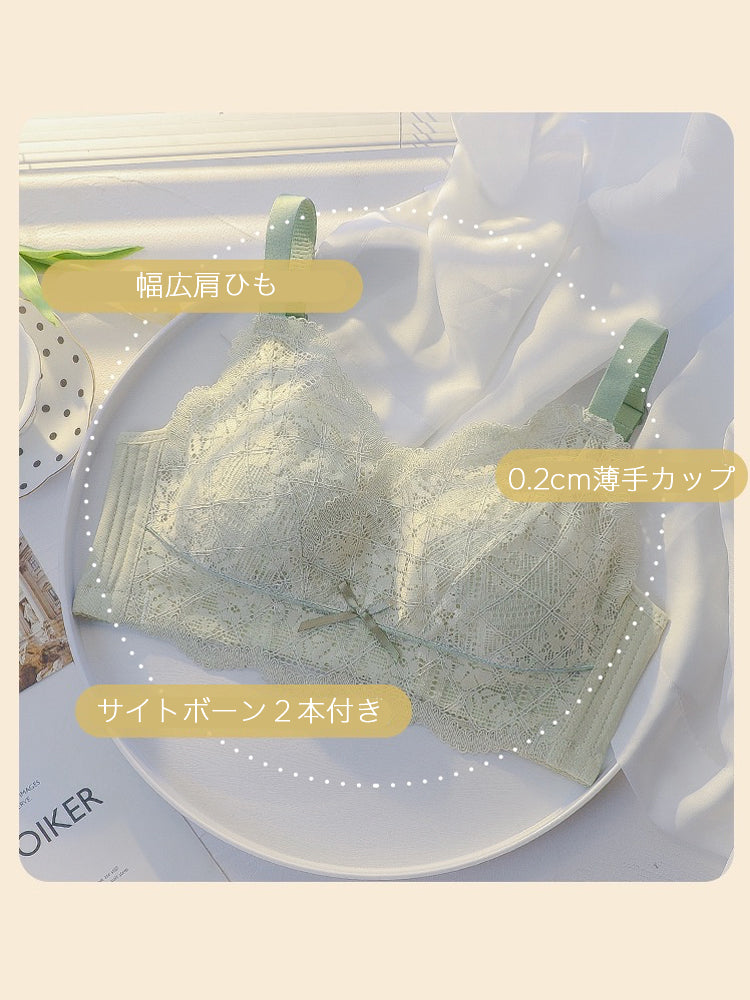 【在庫処分・ノンワイヤー】とことん小さく見せる!純欲総レースブラ
