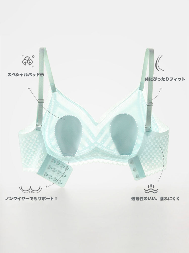 【ムレにくい・ノンワイヤー】薄手シームレスブラ