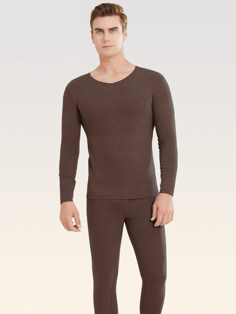 【在庫処分】【裏地ウール&マルベリーシルク素材】-10℃まで使える あったかインナー(トップスとボトムス2点セット)