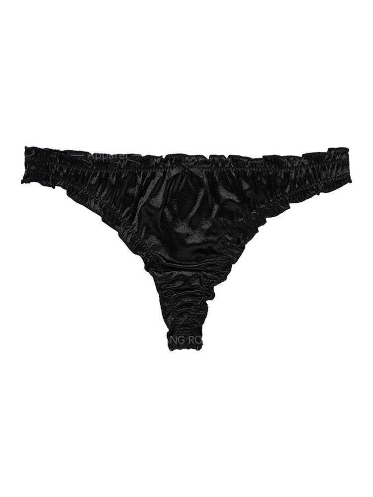 【在庫処分】シルク質感 フリルTバック