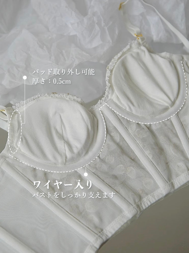 【ワイヤー入り】レースブラセット セクシー 脇肉スッキリ