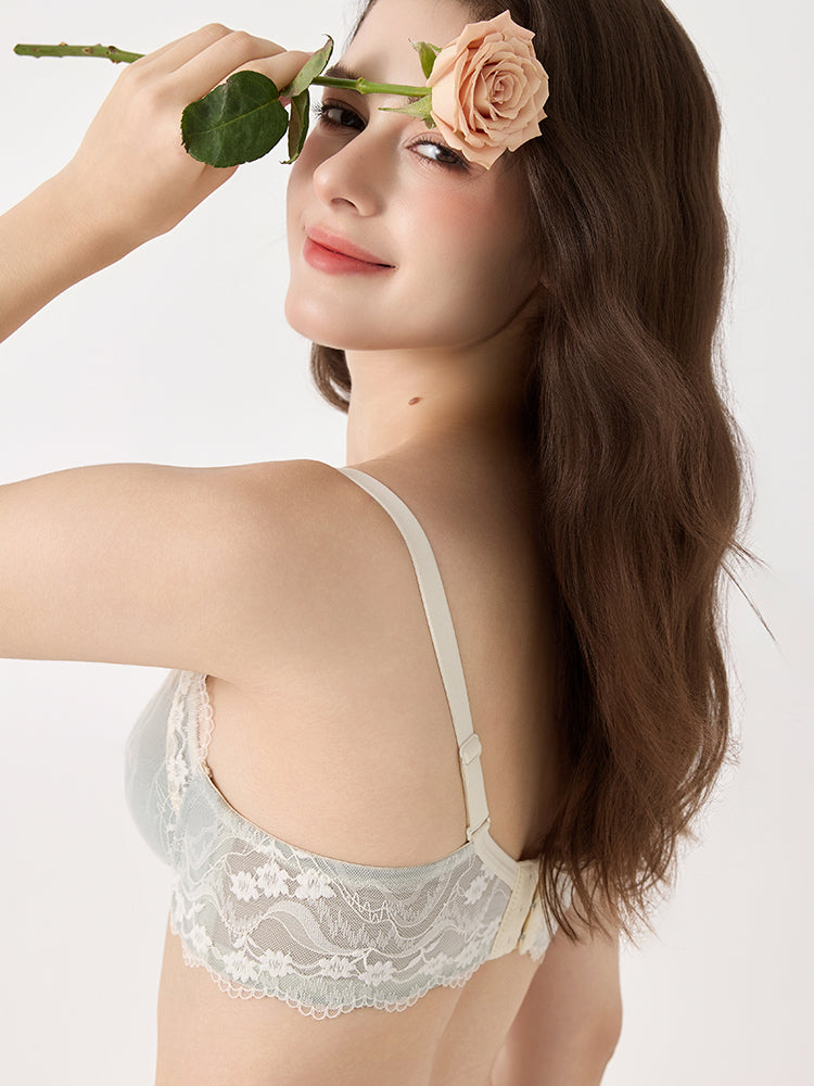 【ノンワイヤー盛れる】花柄総レース盛りブラ&ショーツ