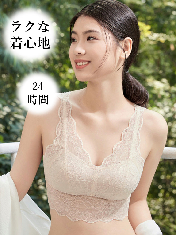 【ノンワイヤー】総レース通気 ナイトブラ