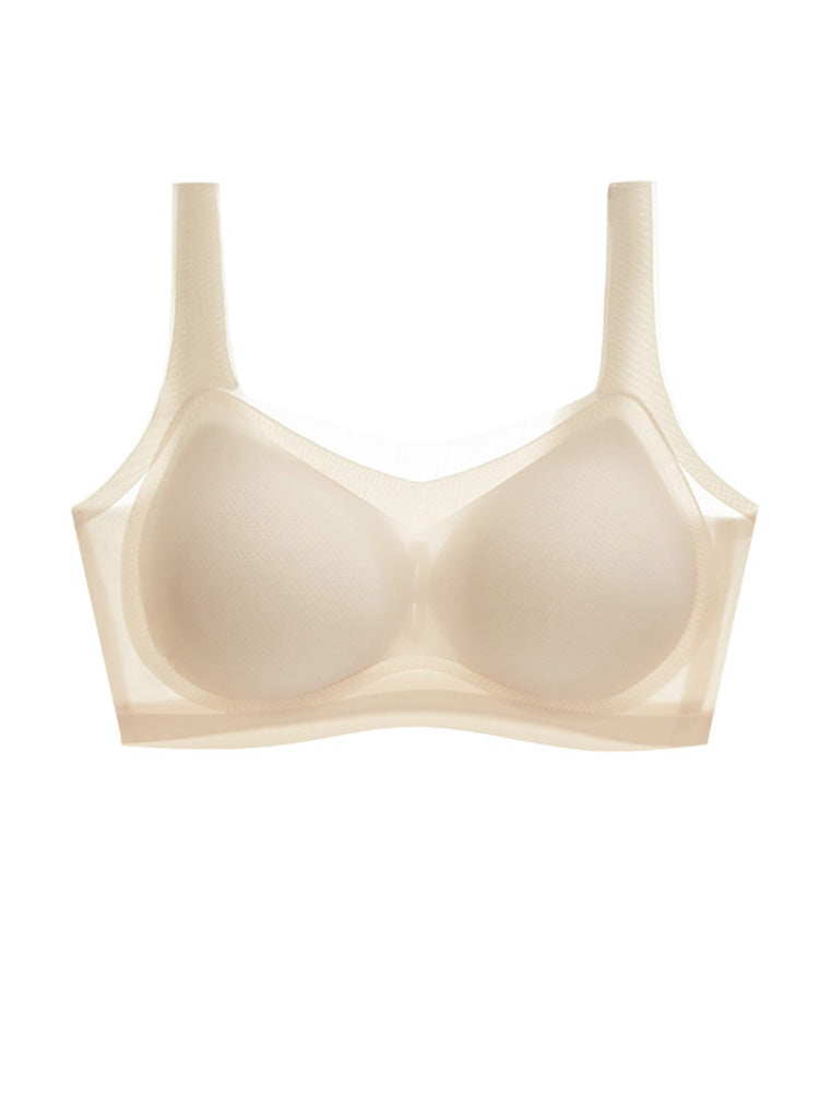 【ノンワイヤー】肩紐幅広い 半固定 薄手接触冷感 ノンワイヤー 無縫製ブラ