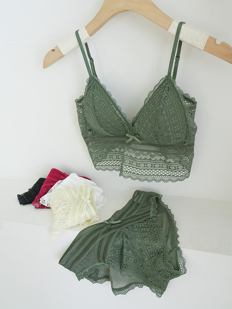 【ノンワイヤー】Vネック 総レースブラセット