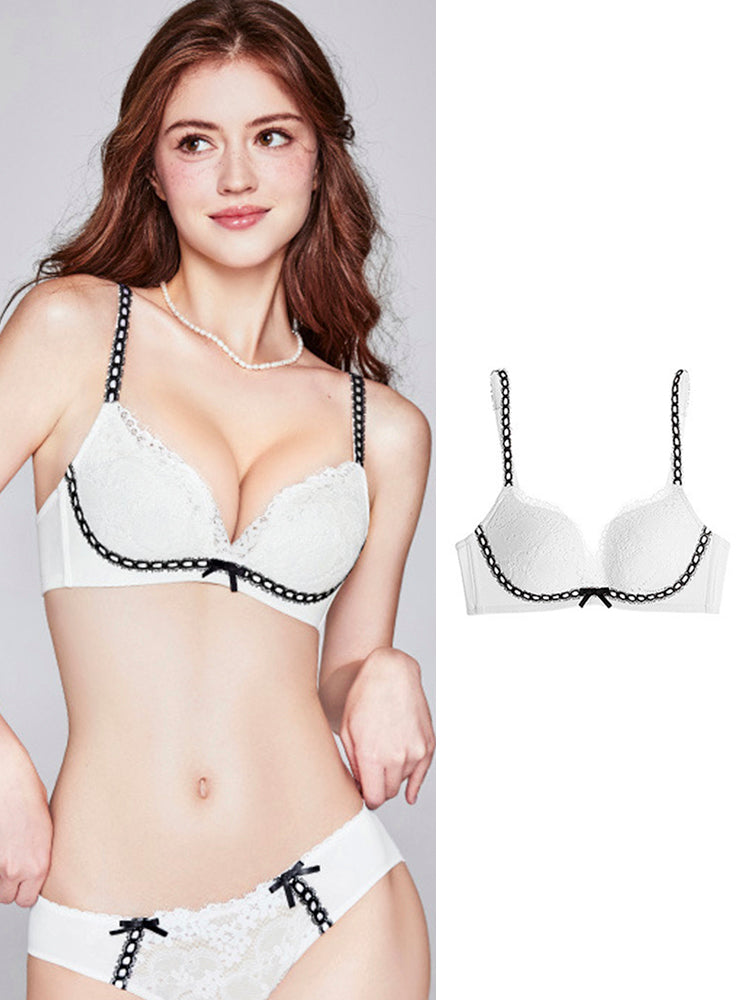 【ノンワイヤー盛れる】配色総レースブラ